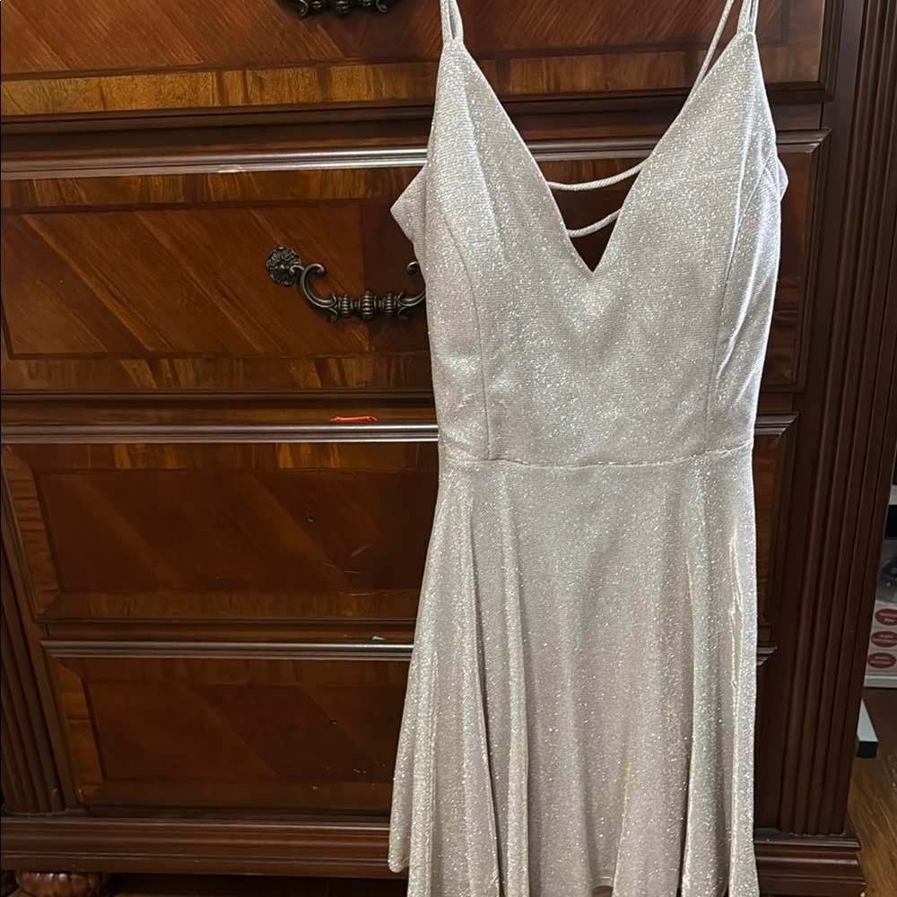 Elegant Silver Spaghetti Strap Dress